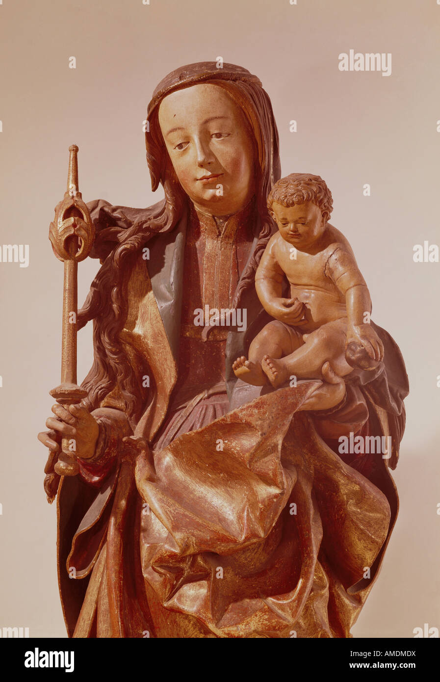 Bildende Kunst, Leinberger, Hans, (um 1475/1480-1531), Skulptur, Madonna, Detail, Holz, ca. 1520, Diözesanmuseum, Brixen, Italien, Artist's Urheberrecht nicht geklärt zu werden. Stockfoto