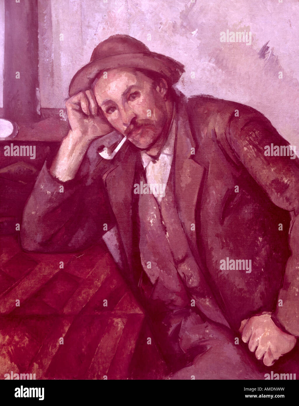 Bildende Kunst, Cézanne, Paul, (1839 - 1906), der Malerei, der "Raucher", 1890, Öl auf Leinwand, 92,5 cm x 73,5 cm, kommunale Arts Gallery, Mannheim, Artist's Urheberrecht nicht gelöscht werden Stockfoto