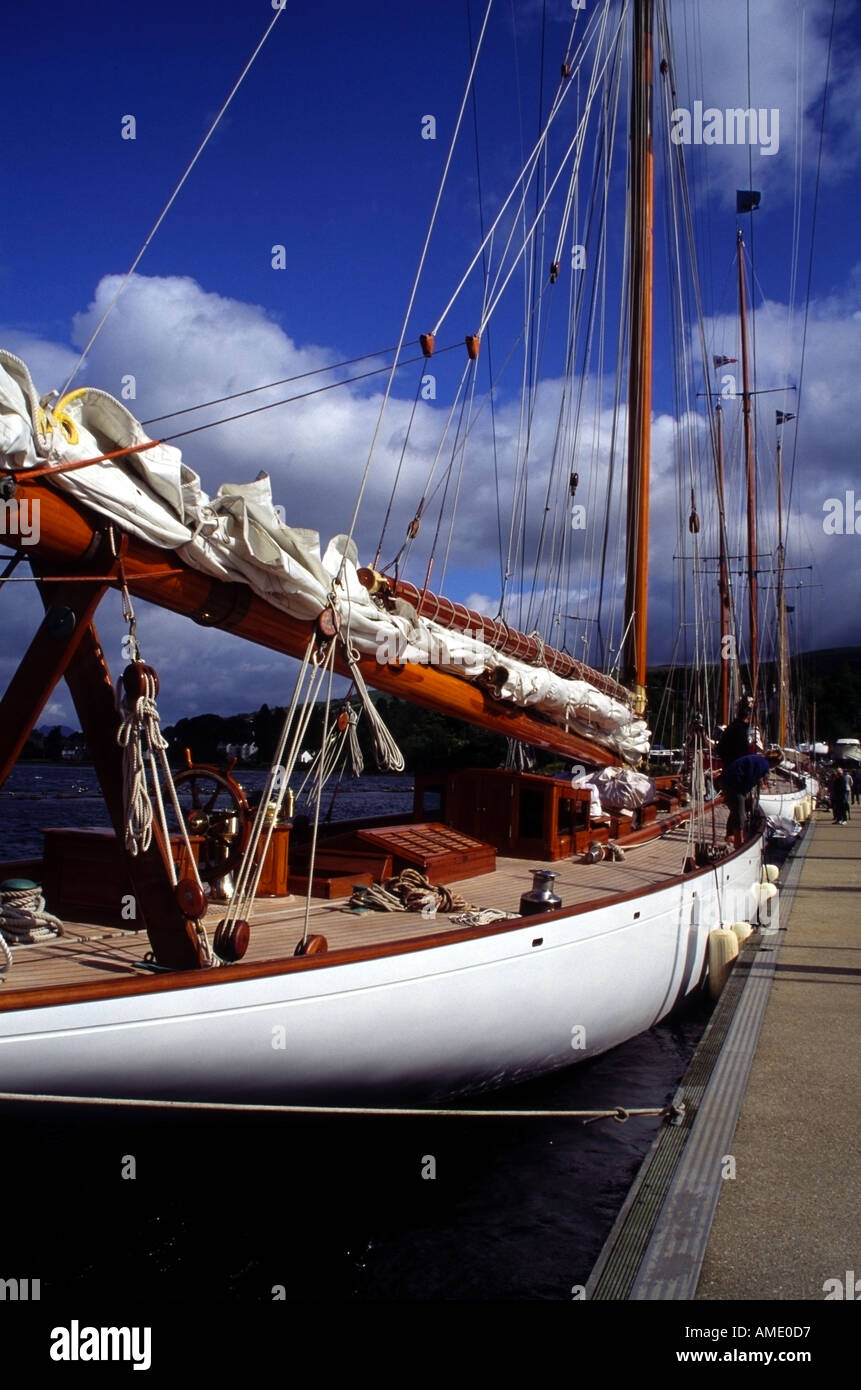 stern Ansicht der klassischen william fife designed Yacht moonbeam 4 rhu Marina gareloch schottland Stockfoto