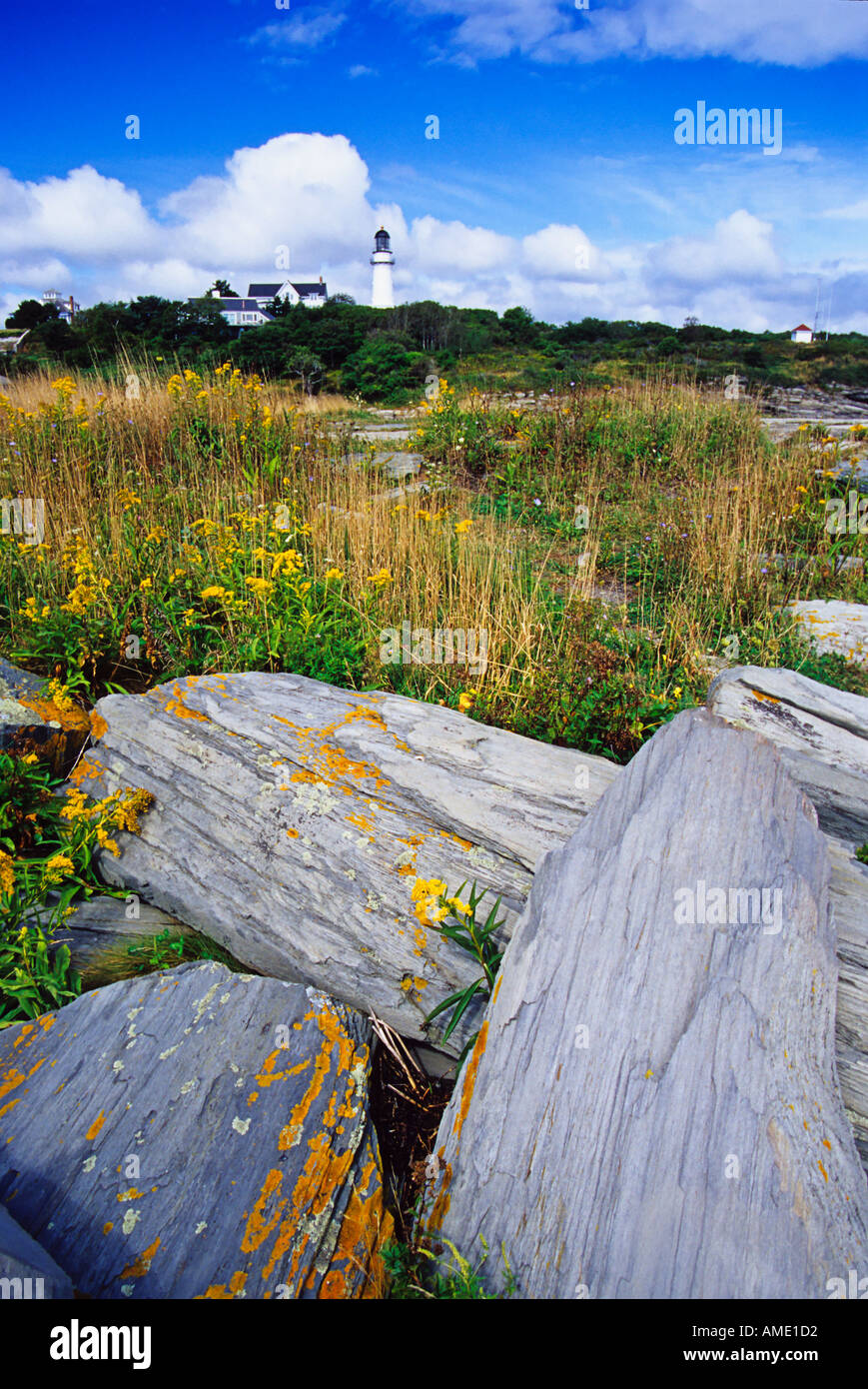 Portland Head Light, Fort Williams Park Cape Elizabeth, Maine, Vereinigte Staaten von Amerika Stockfoto