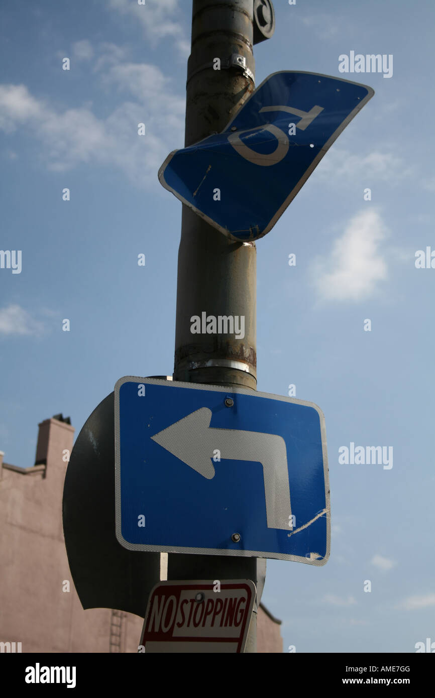 Hurrikan beschädigt interstate Zeichen in New Orleans Post Katrina November 2007 Stockfoto