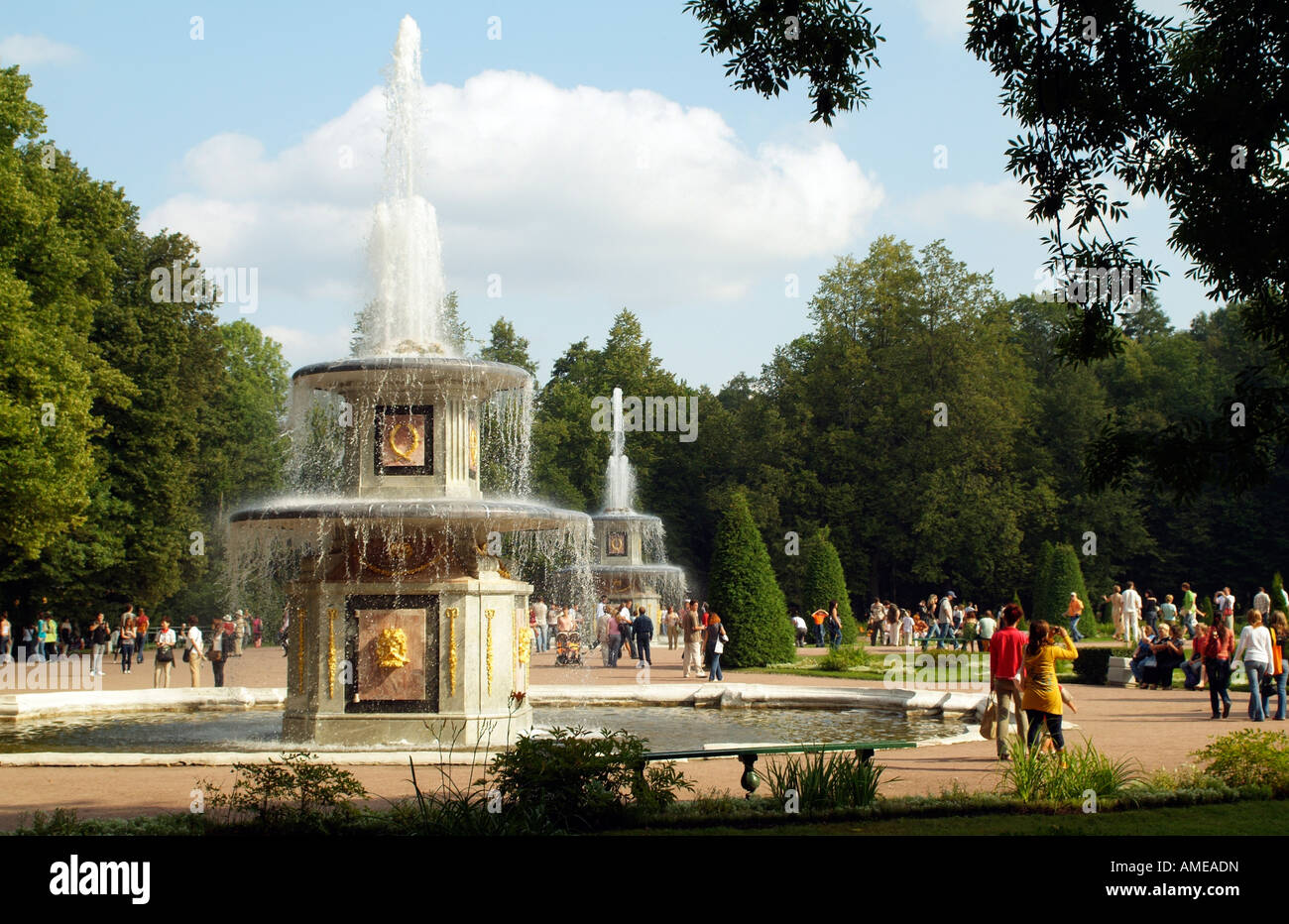 Der Marmor römischen Brunnen im unteren Park von Peterhof St. Peterburg Russland Stockfoto