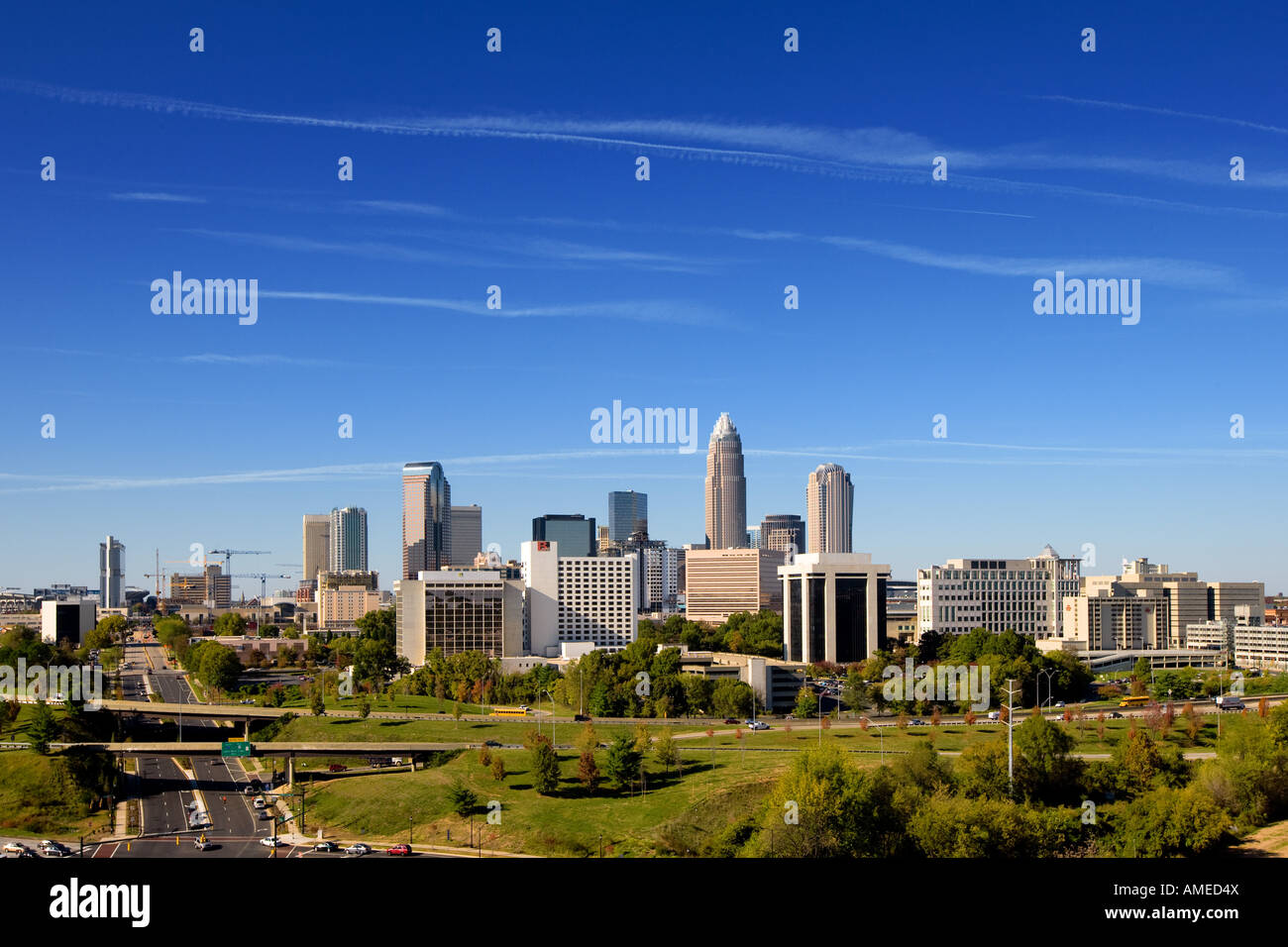 Skyline von Charlotte, North Carolina Stockfoto