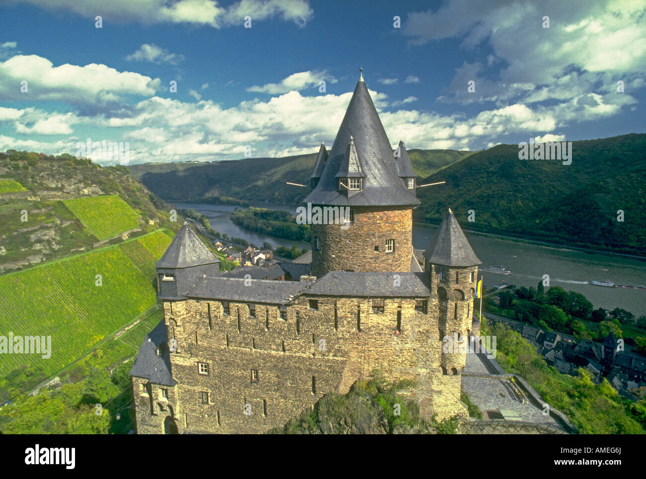 Burg Stahleck in Bacharach Deutschland Rheinland Stockfoto