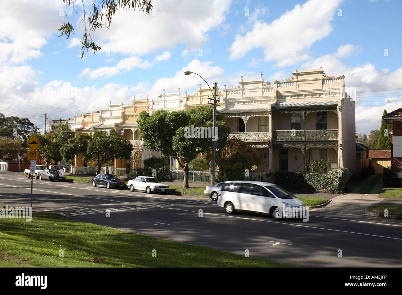 Terrasse im viktorianischen Stil Gehäuse Melbourne Australien Stockfoto