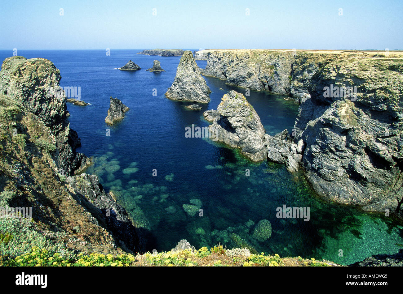 Les Aigulles Port Coton Stockfoto