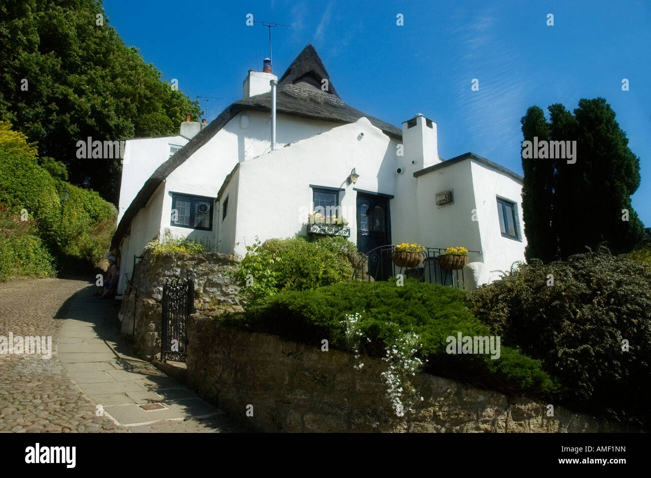 Ein weiß getünchten Häuschen bei Knaresborough North Yorkshire Stockfoto