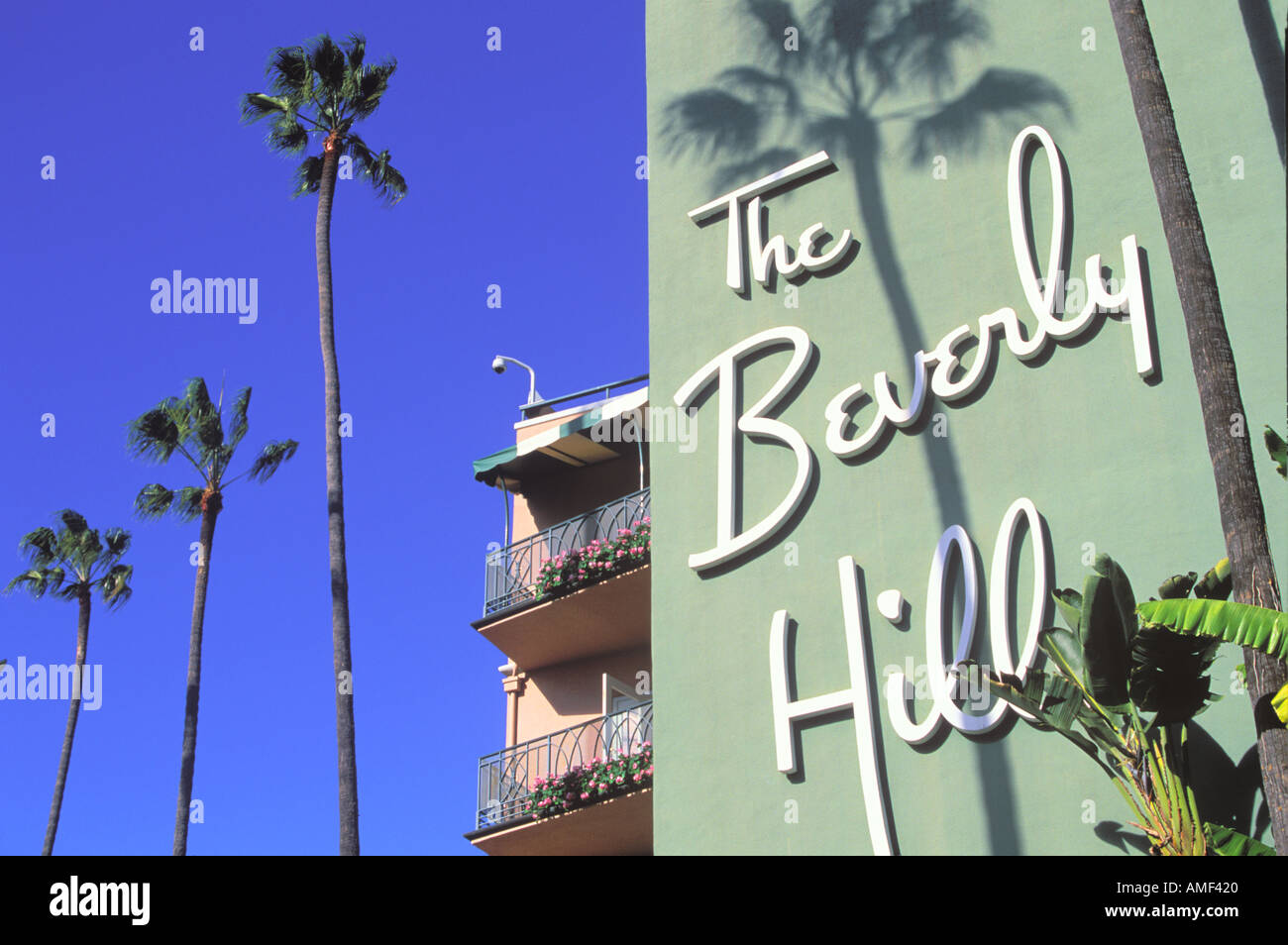 Das Beverly Hills Hotel Sunset Blvd Beverly Hills Los Angeles Kalifornien Stockfoto