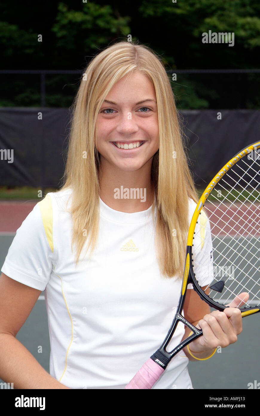 Weibliche High School Tennisspieler Stockfoto