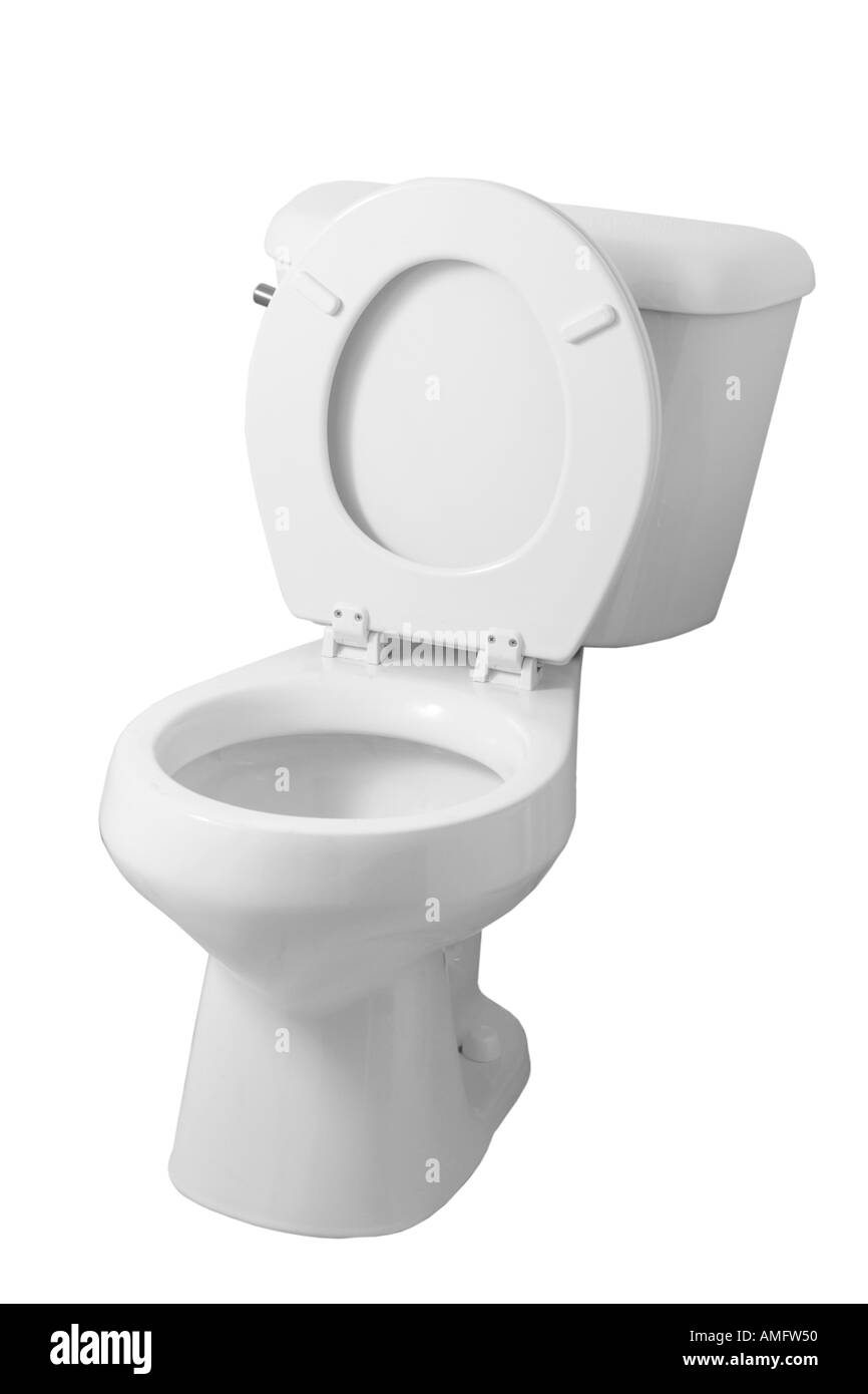 Toilette mit Deckel und Sitz Stockfoto