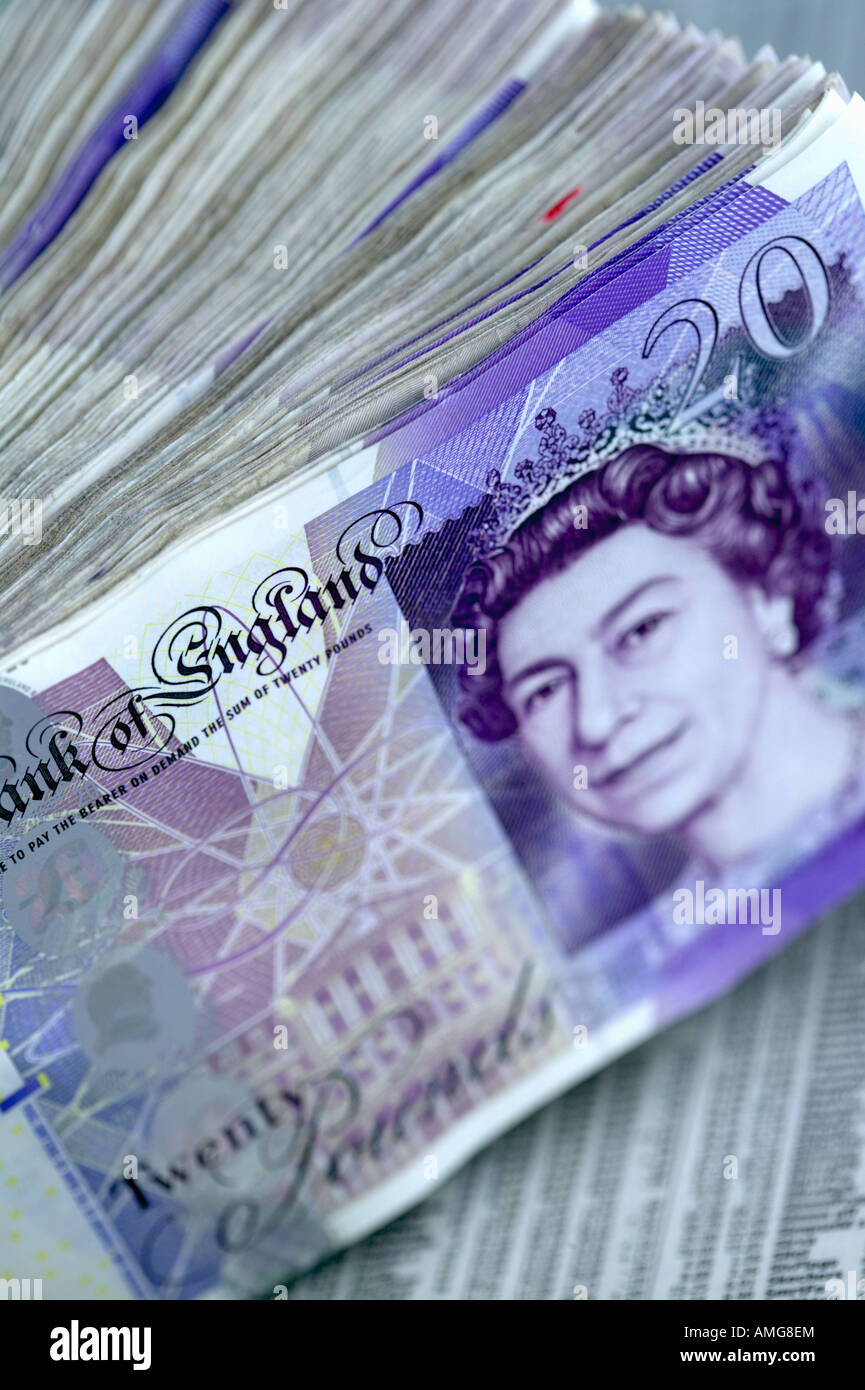 Englische zwanzig Pfund-Banknoten Stockfoto