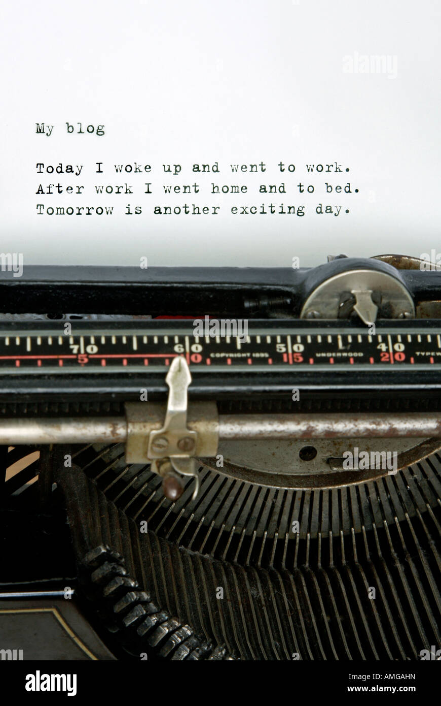 Retro-Schreibmaschine mit weltlichen blog Stockfoto