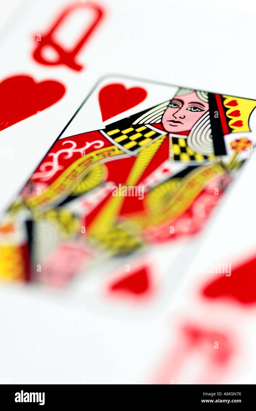 Queen of Hearts Spielkarte hautnah Stockfoto
