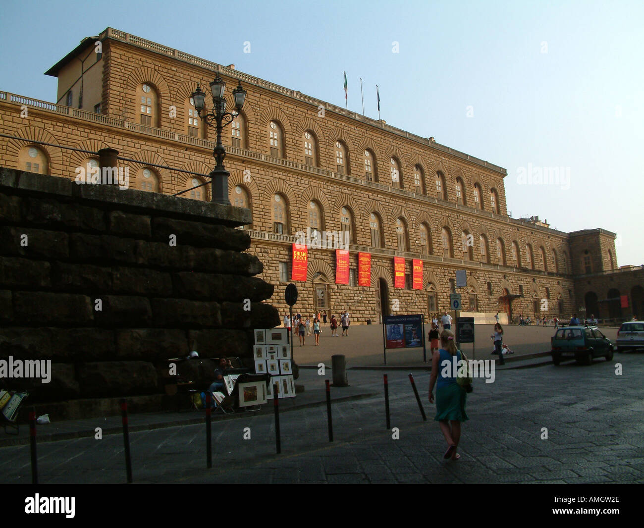 Palazzo Pitti Ansicht aus einer Straße Florenz Italien Stockfoto