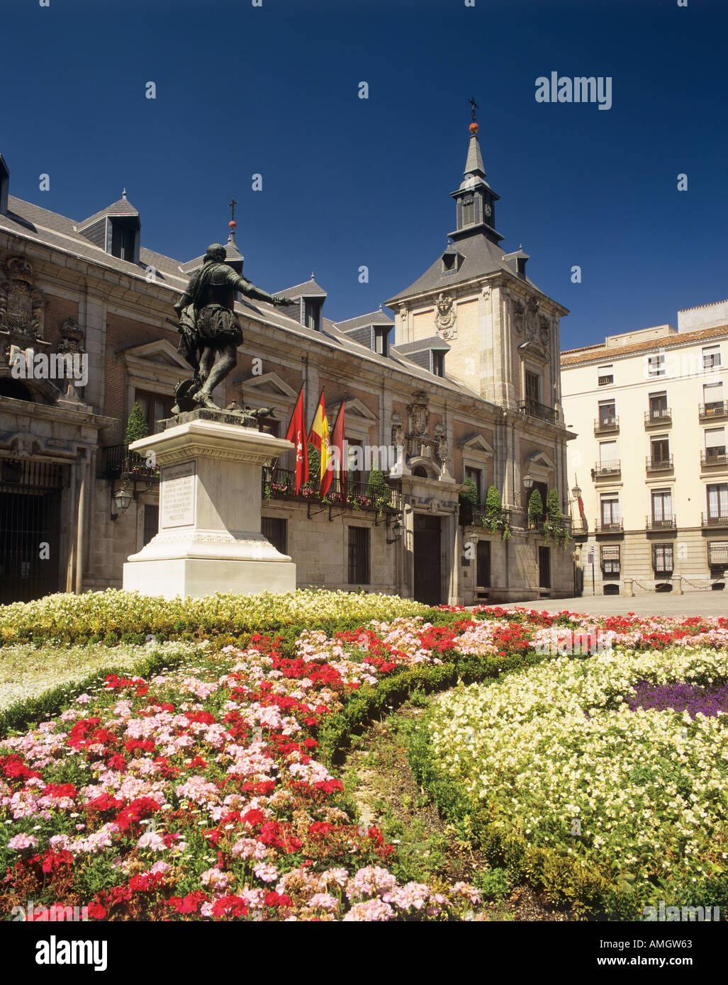 Plaza De La Villa Madrid Spanien Stockfoto