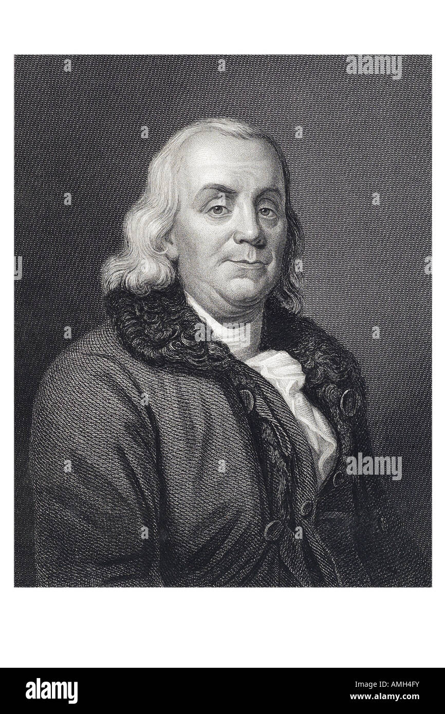 Benjamin Franklin 1706 1790 Gründervater USA Amerika. Universalgelehrte führender Autor Drucker Satiriker politische Theoretiker p Stockfoto