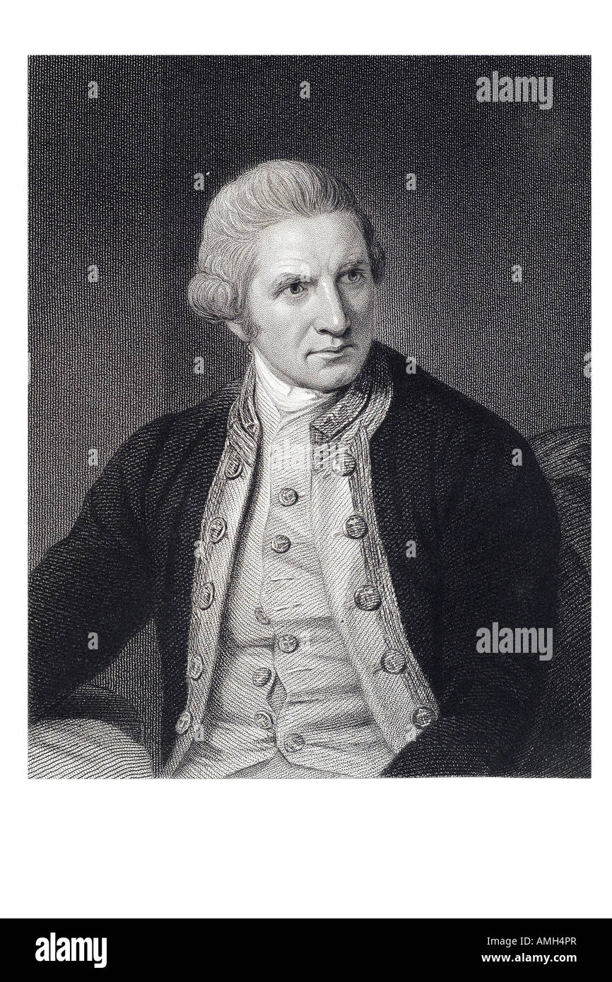 Captain James Cook 1728 bis 1779 britische Marine-Kommandant Navigator Explorer britischen Entdecker, Navigator Kartograph Kapitän Roya Stockfoto