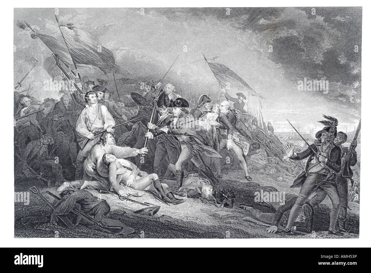 Schlacht von Bunker Hill 1775 Rasse in der Nähe von Belagerung Boston USA uns Nordamerika Massachusetts Boston Charlestown Englisch British American R Stockfoto