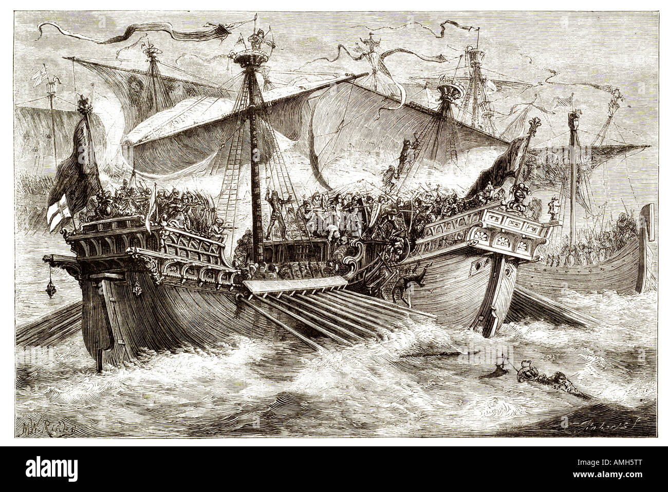 Schlacht von Dover naval battle 1217 englische Flotte Hubert de Burgh Eustace Mönch Segeln Taktik ersten Barone Krieg Prinz Lou Stockfoto