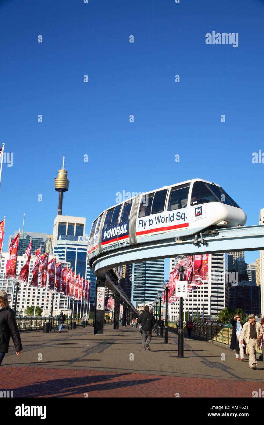 Monorail am Darling Harbour Sydney, New South Wales, Australien Stockfoto