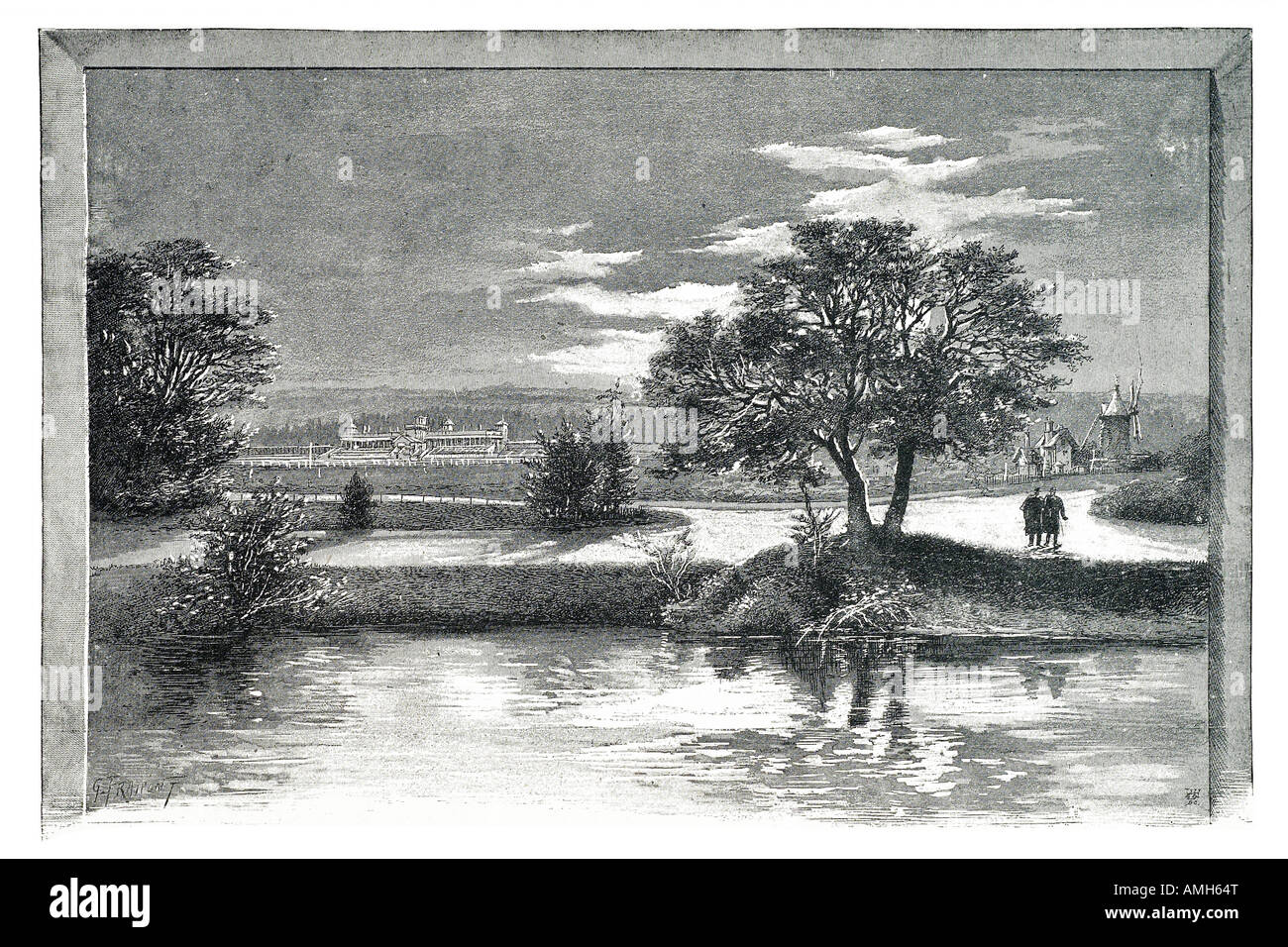 Race Course Longchamps Pferdesport international Paris Frankreich Französisch Französisch Sport Wetten Feld equine ruhigen Baum Stockfoto