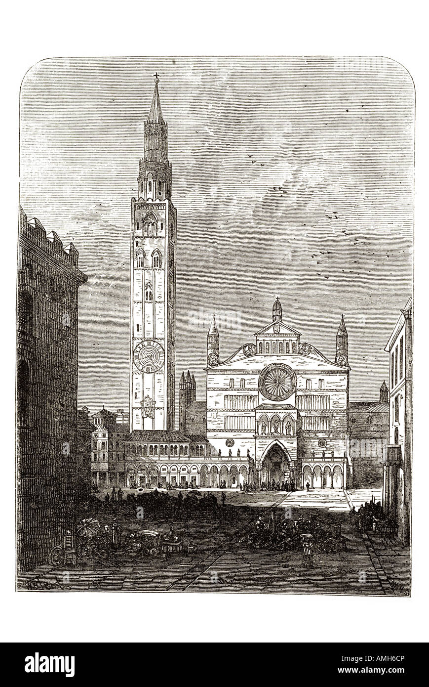 Cremona Italien di Duomo Piazza del Comune Kathedrale italienische Kirche Kathedrale Po River Valley Buildi romanisch-gotische Kunst ng monu Stockfoto