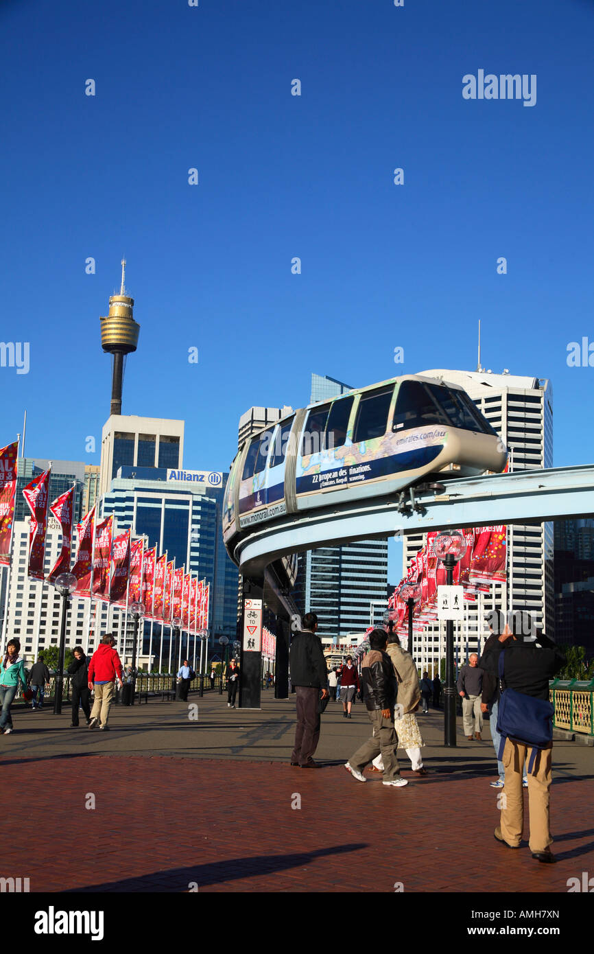 Monorail am Darling Harbour Sydney, New South Wales, Australien Stockfoto