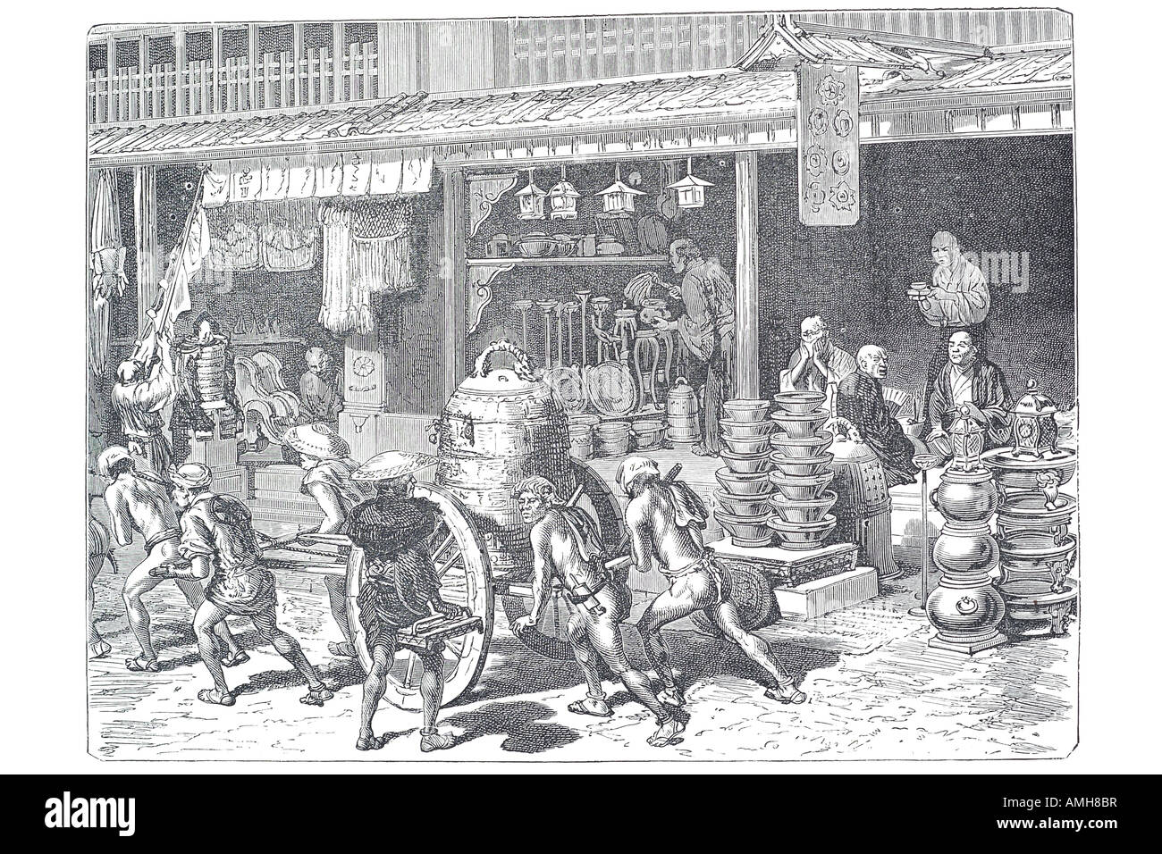 Yedo Edo Bucht Tür Mündung Yeddo japanische Hauptstadt Tokio Tokugawa-Shogunat Stadtkultur schwimmende Welt Handel Einzelhandel Arcade-Shop Stockfoto