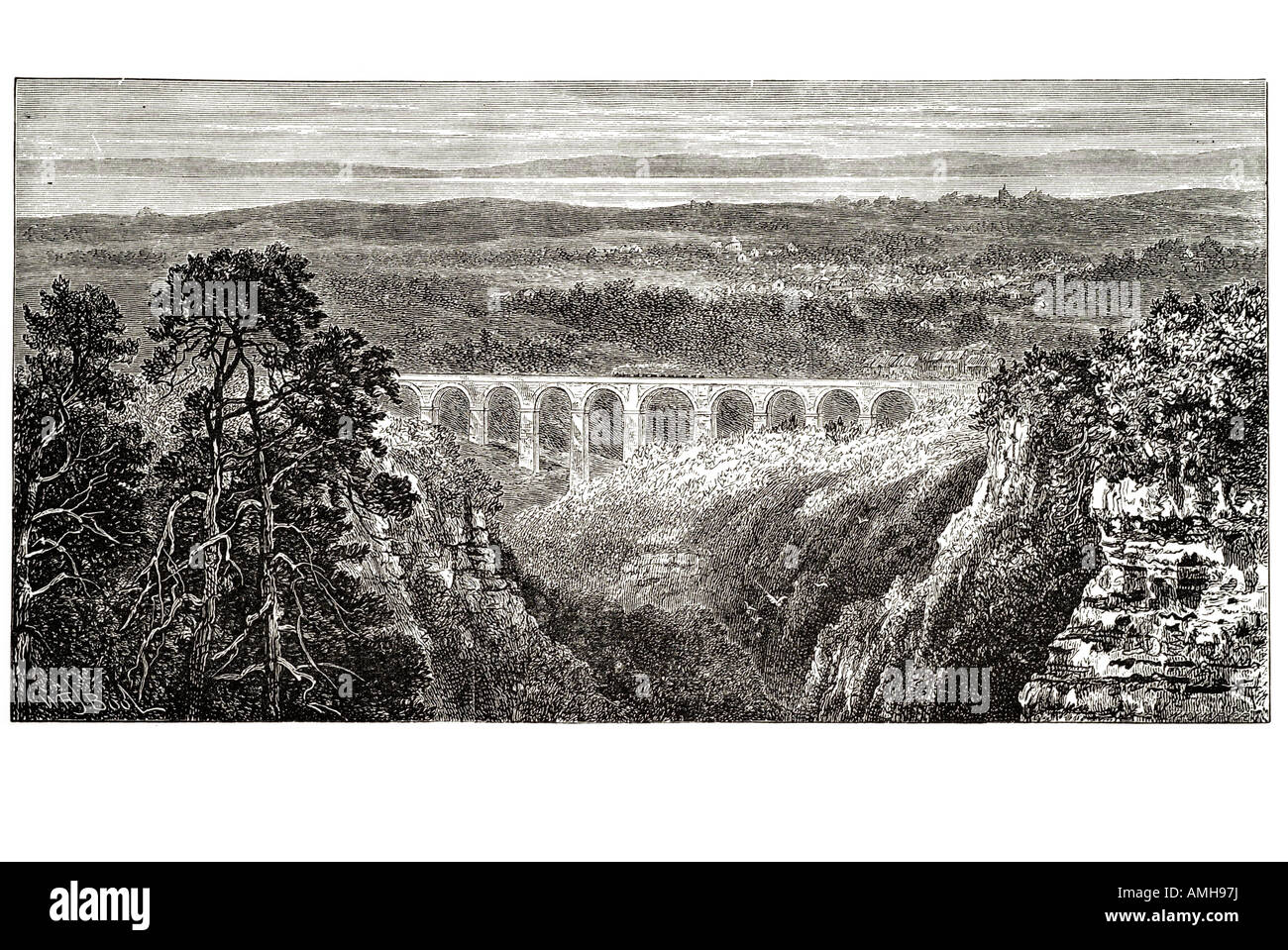 See-Neufchatel aus dem Jura gewölbte Brücke Wald Holz Eisenbahn Neuenburg Lac de Neuchâtel Neuenburger Schweiz Kanton Vaud F Stockfoto