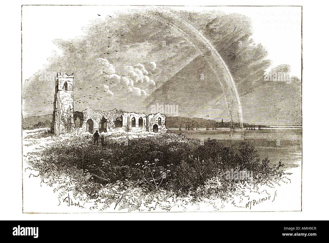 Solebay Southwold Meer Waveney Bezirk Suffolk, East Anglia, England, River Blyth Suffolk Coast Heide ruiniert normannischen Kirche Stockfoto