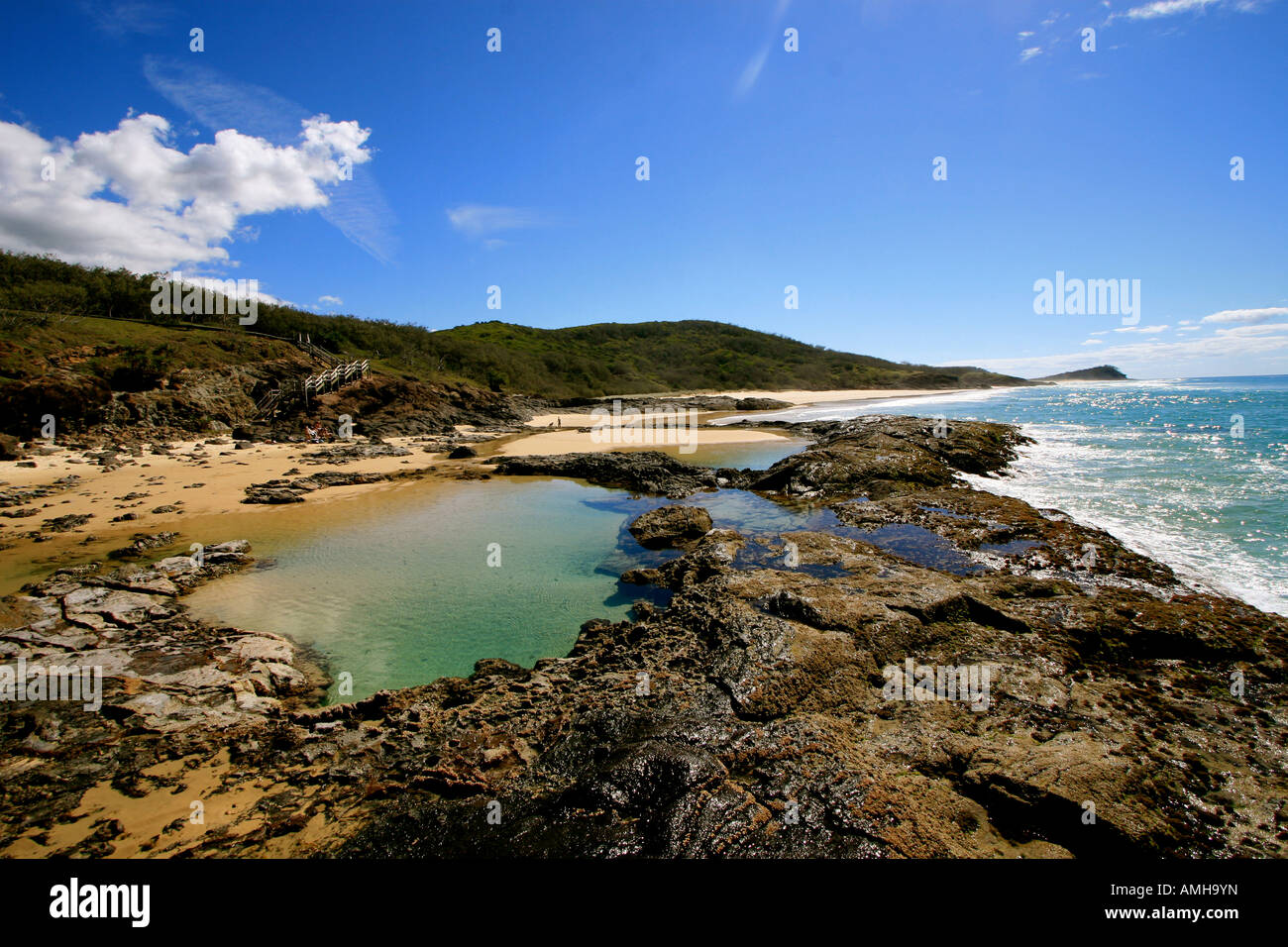 Champagne Pools in Fraser Island, Australien. Stockfoto