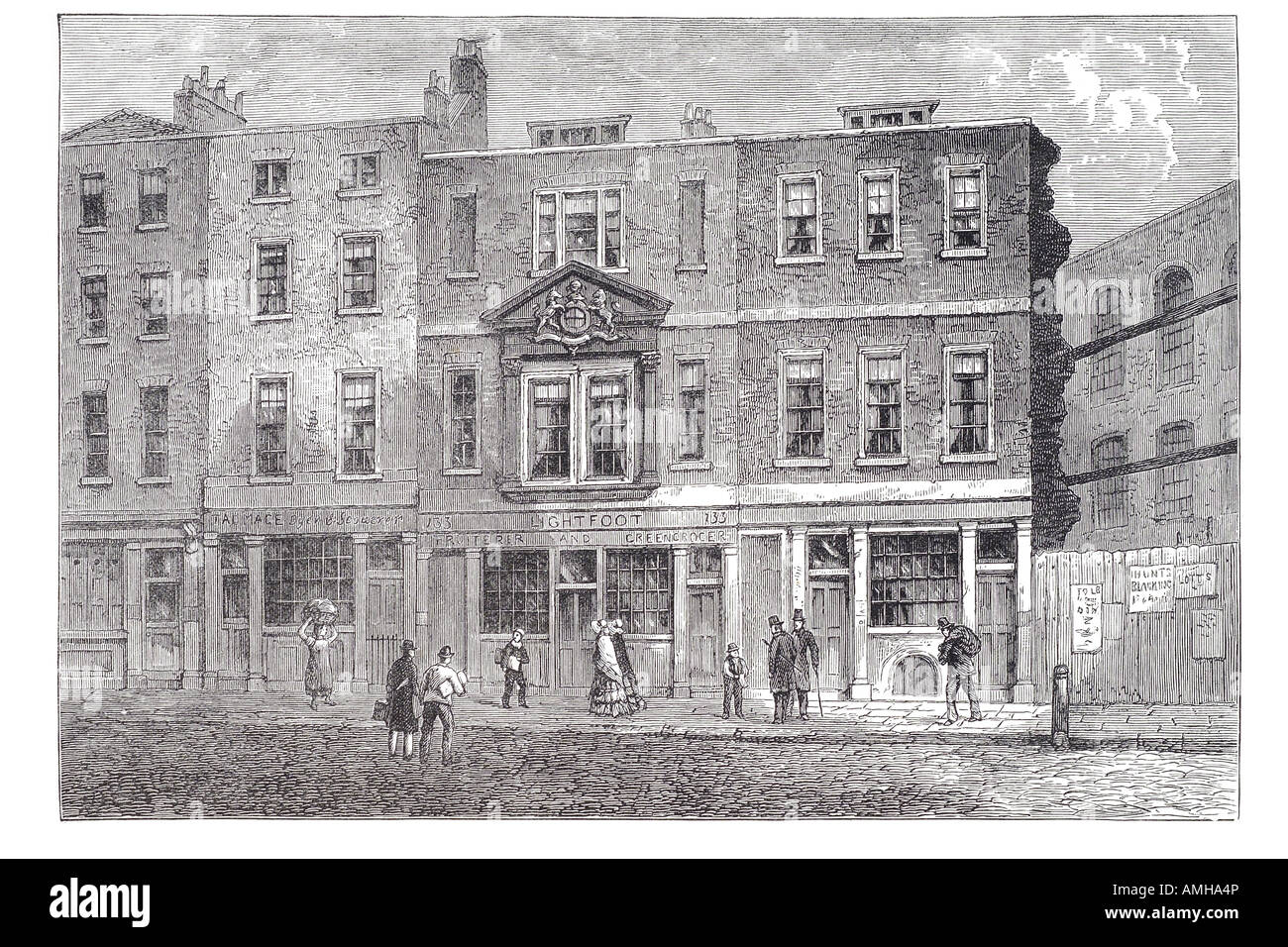 1853 fesselst Lane West Seite Fleet Street Holborn Gesellschaft Moravian Church London City Hauptstadt England English Großbritannien britische UK Stockfoto