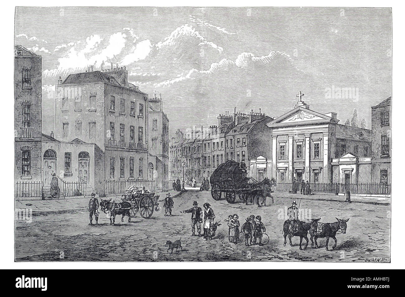 1850 Polygon Somers Stadt Warenkorb Falle Esel Pferdewagen square London mehr Kapital Stadt England Englisch Großbritannien britische UK Unit Stockfoto