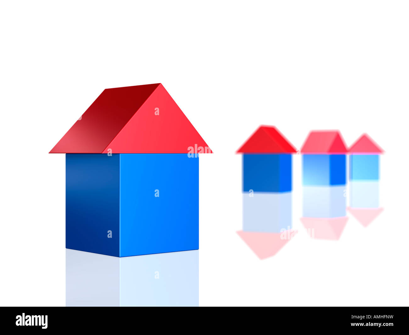 Modell Häuser (3D Illustration). Stockfoto