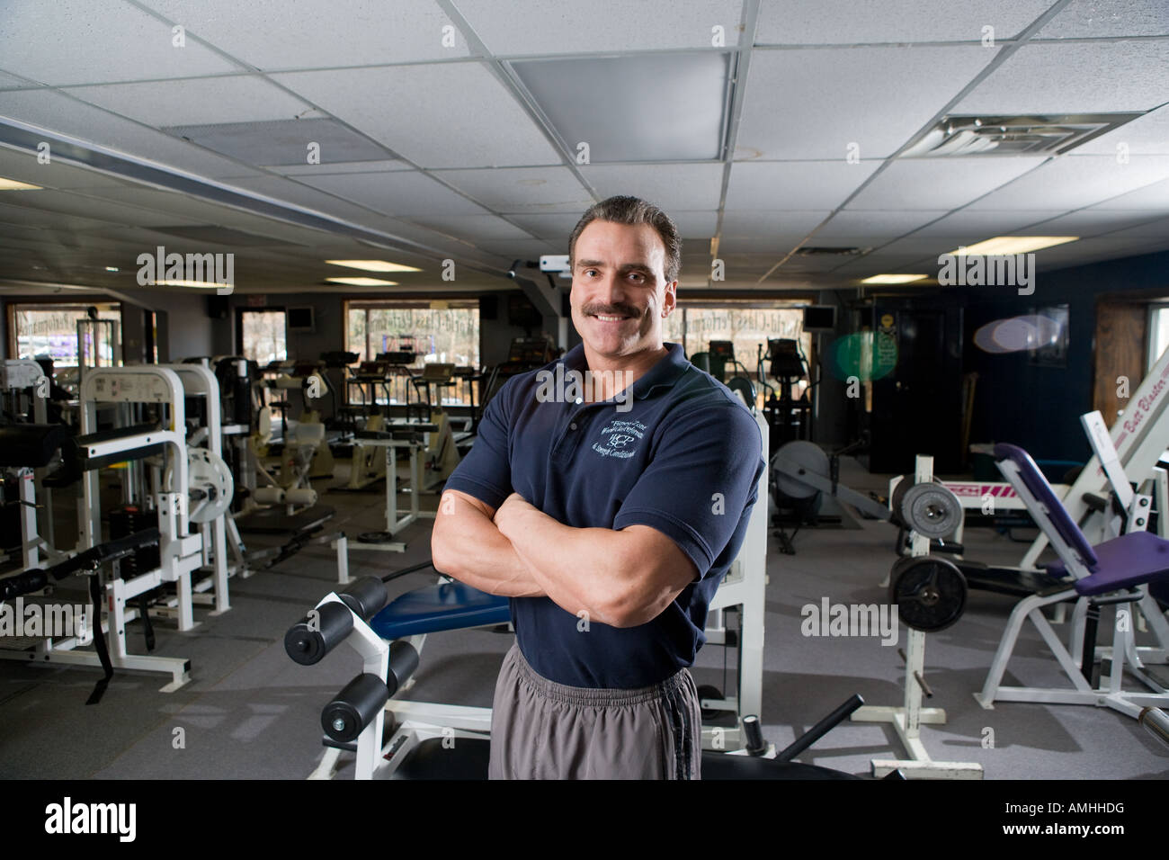 Ein Fitness-Studio Besitzer und Bodybuilder in Seymour Connecticut Stockfoto