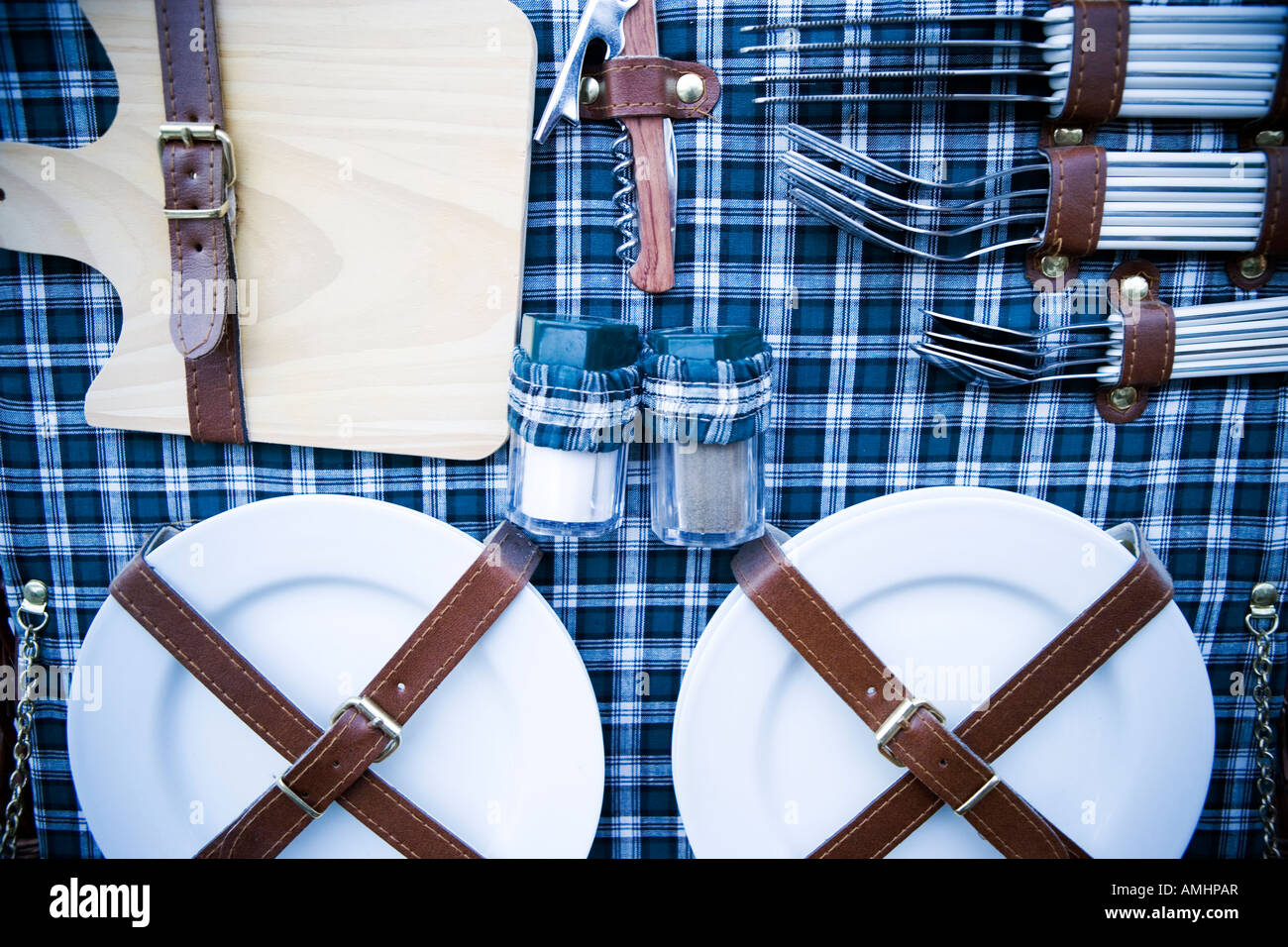 Traditionelle Korbwaren Picknickkorb Stockfoto