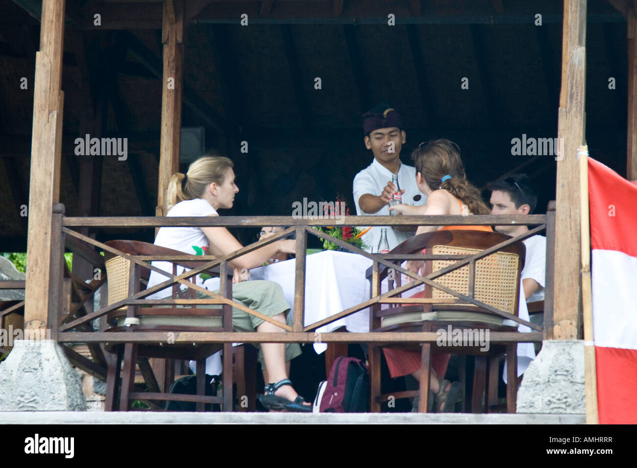 Essen im Freien an einem Restaurant Bali Indonesien Ubud Touristen Stockfoto