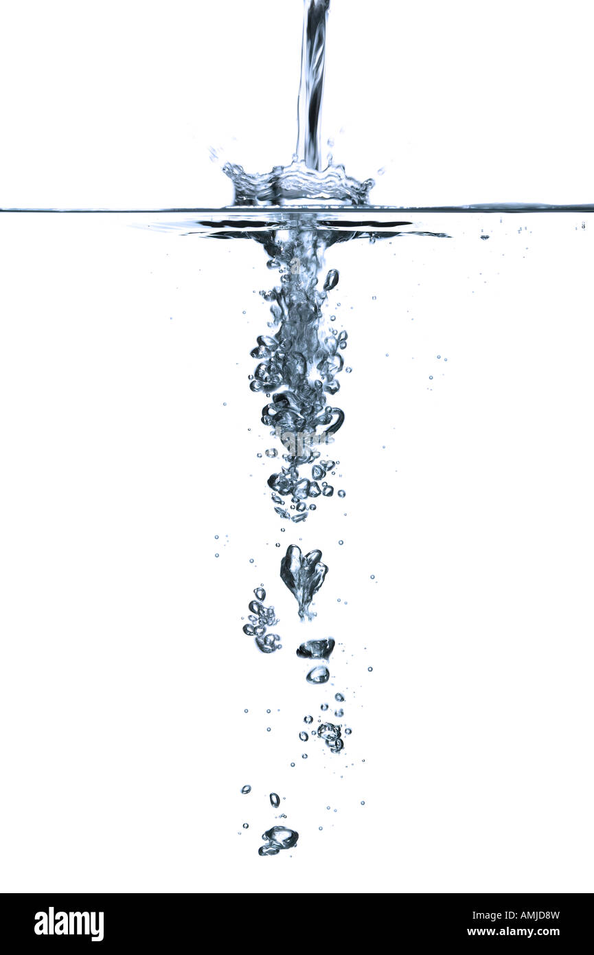 Die Wirkung von fließendem Wasser oben und unten Oberflächenniveau Stockfoto