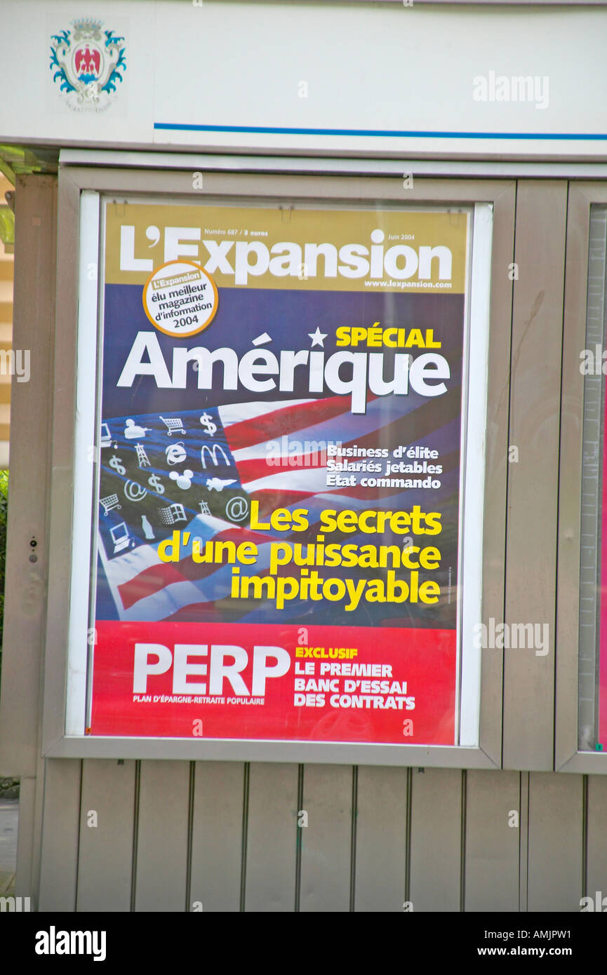 Französisches Plakat persifliert Amerika Nizza Frankreich Stockfoto