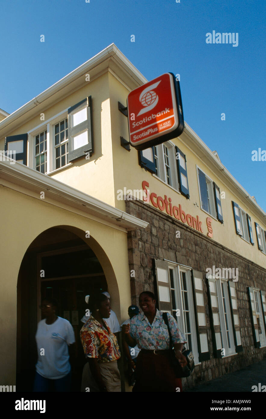 Charlestown Nevis St. Kitts Scotiabank Stockfoto