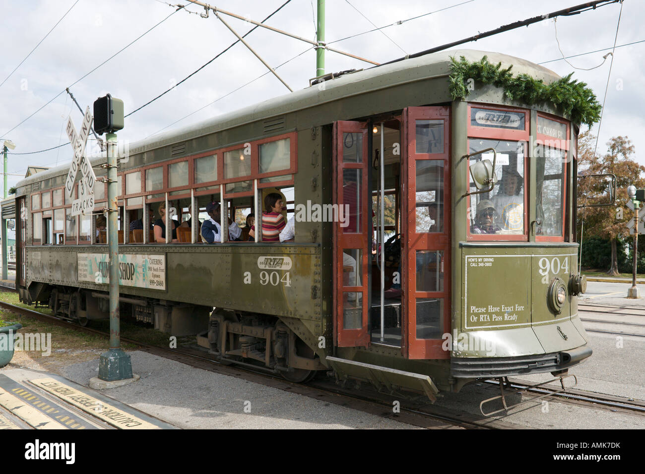 Riverfront Streetcar, French Quarter, New Orleans, Louisiana, USA Stockfoto