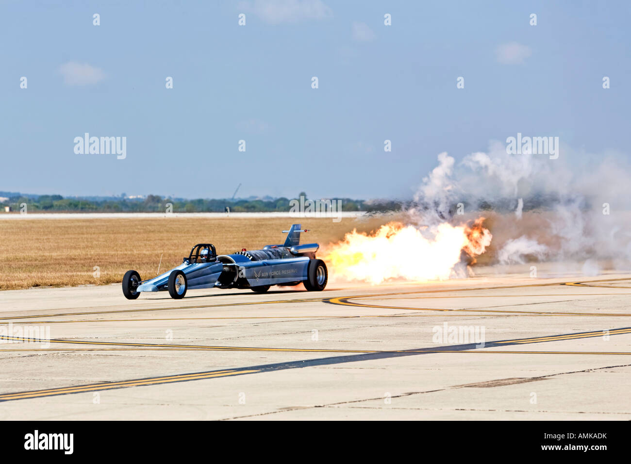 Jet Car zündet während Airshow, Air Force Reserve Command Auto Motor Stockfoto