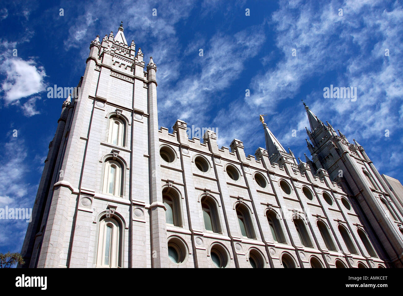 Die Mormonen Salt Lake Tempel am Tempelplatz in Salt Lake City, USA Stockfoto