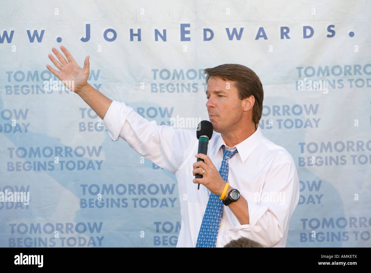 Präsidentschafts Kandidat John Edwards auf einer Kundgebung Stockfoto