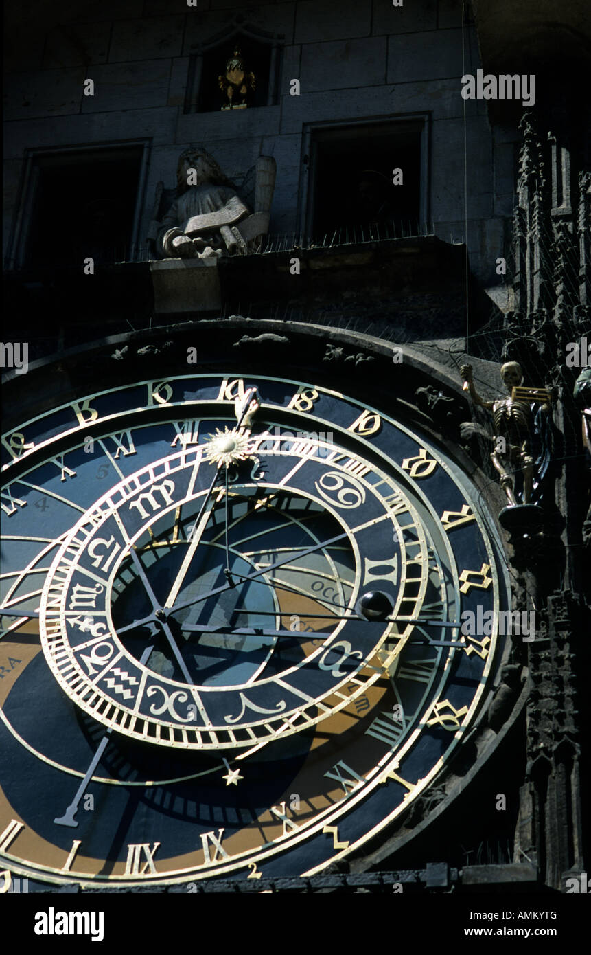 Tschechischen Prag Staromestske Namesti astronomische Uhr Stockfoto