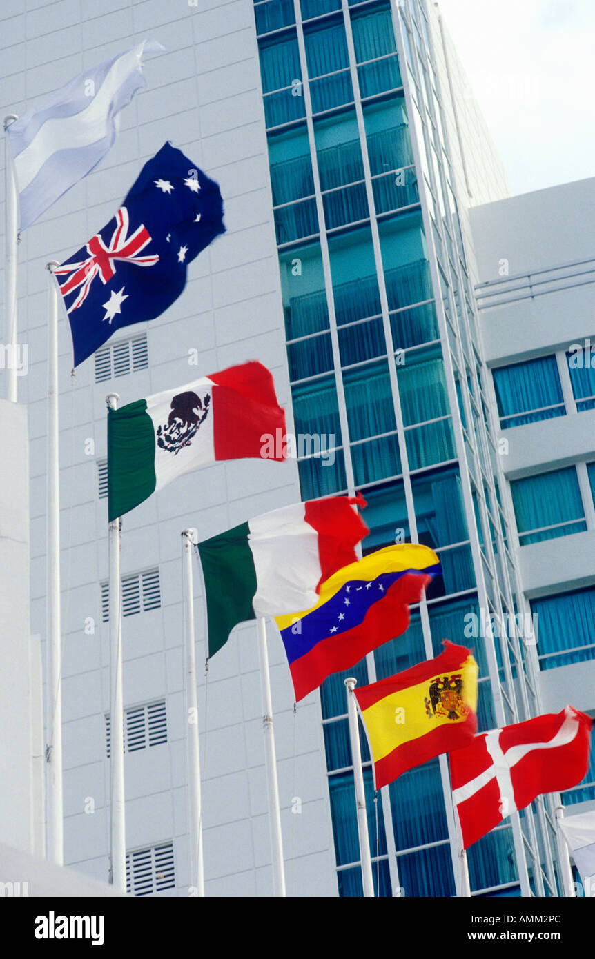 Flags of the World im Fountain Bleu Hotel in Miami FL Stockfoto