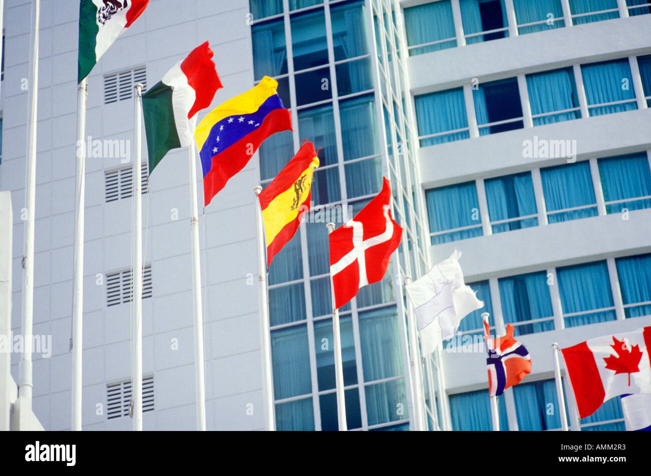 Flags of the World im Fountain Bleu Hotel in Miami FL Stockfoto