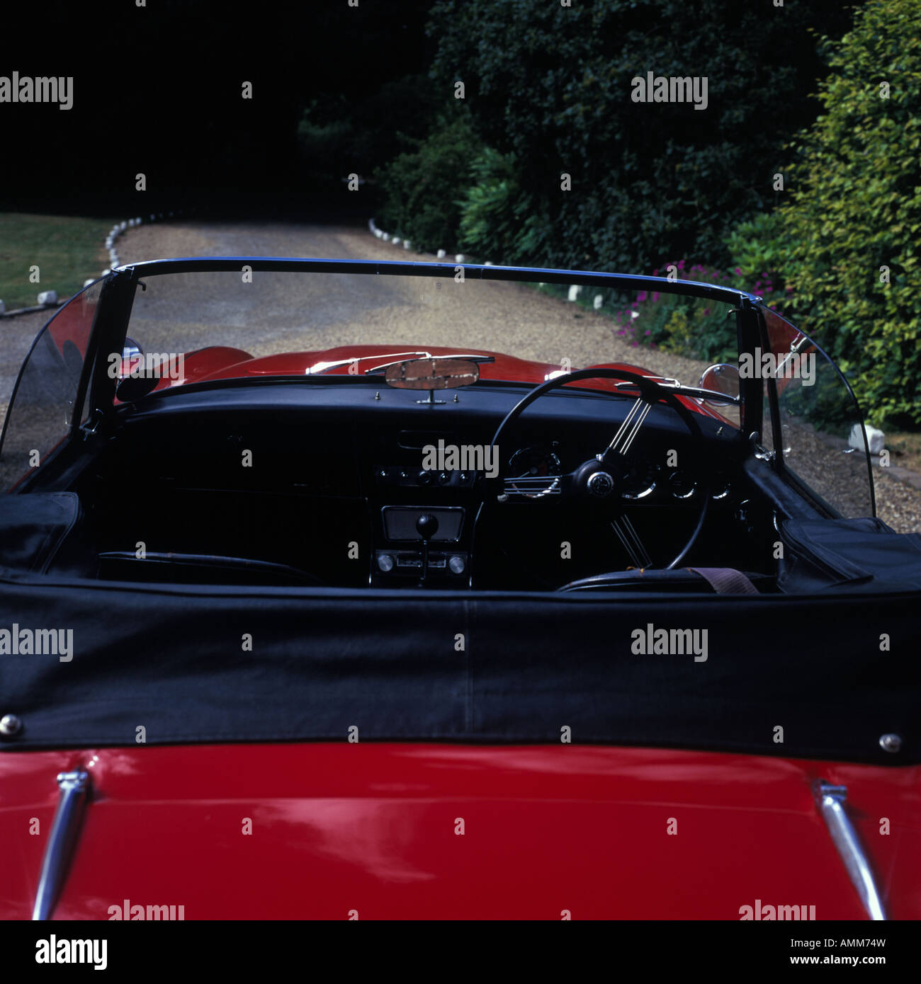 ein roter Sportwagen der Austin-Healey Stockfoto