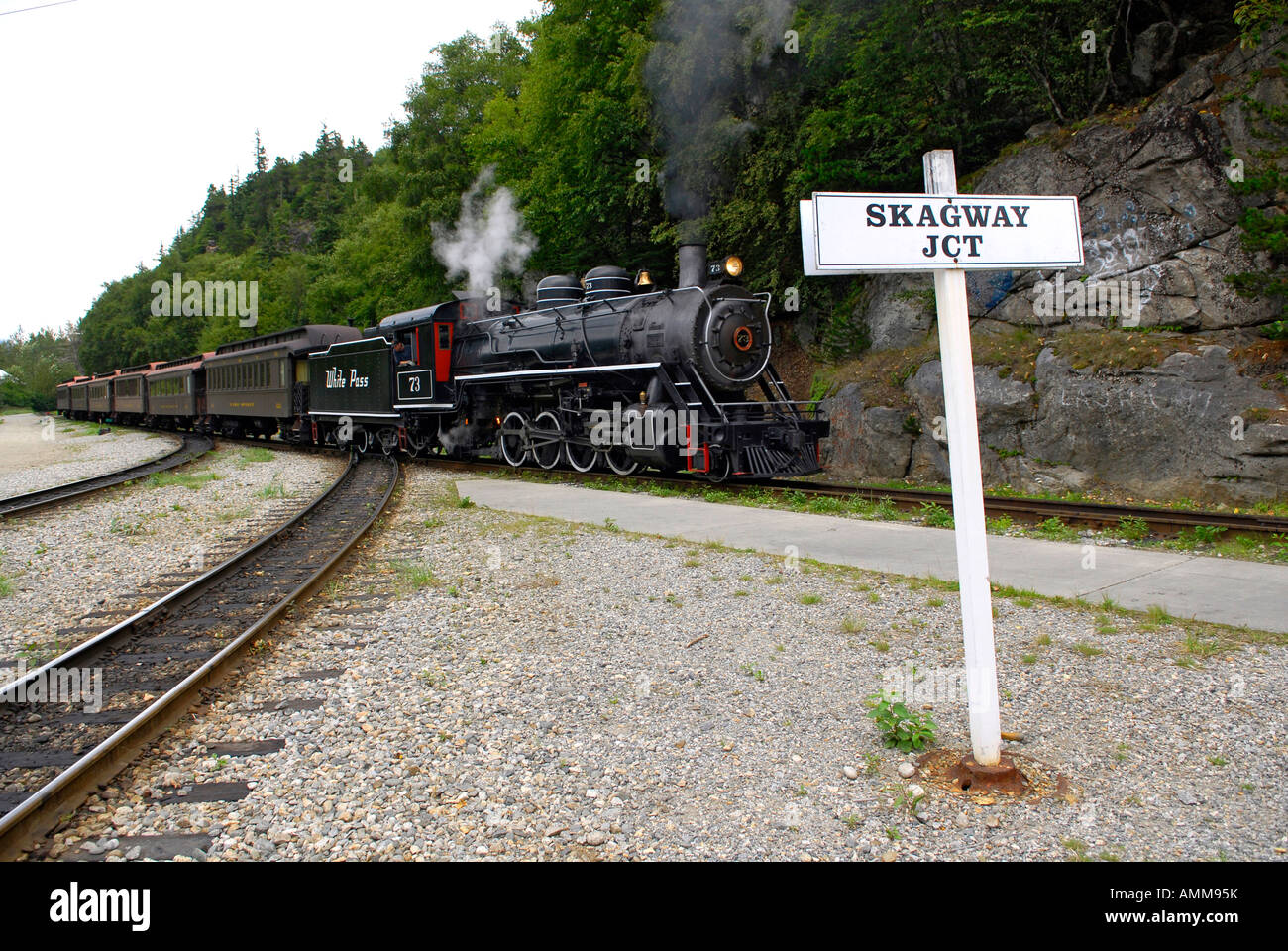 White Pass Yukon Route Railroad Skagway Alaska AK USA US-Inside Passage Reisen Urlaub Tour Tourismus Exkursion Stockfoto