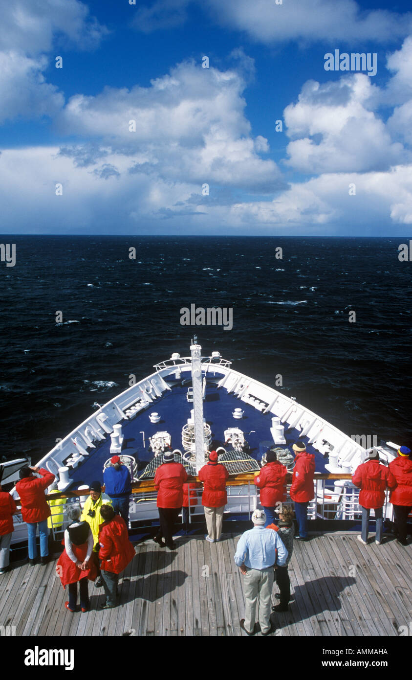 Bug des Kreuzfahrtschiffes Marco Polo Antarktis Stockfoto